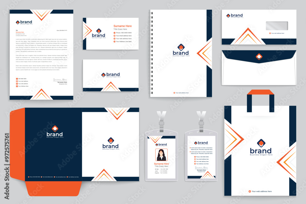 Orange shape stationery design Orange shape stationery design