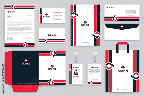 Red color stationery design