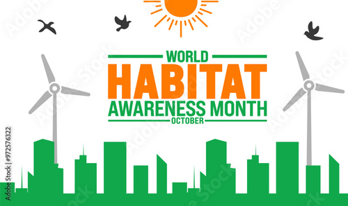 World Habitat Awareness Month background or banner design template is observed every year in October. Holiday concept. Template for card, poster, placard, template. eps 10