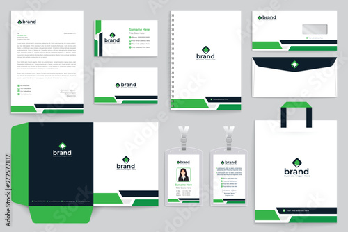 Green and black stationery design