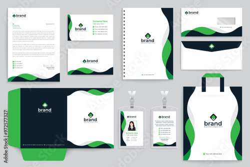 Green and black stationery design