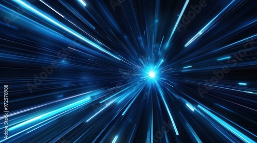 Abstract Blue Light Streaks: Digital Art