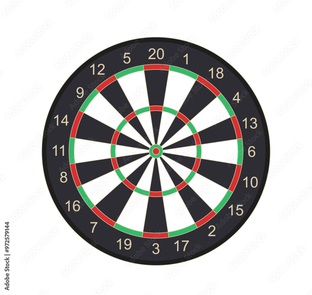 Dart board element. Bullseye for datrboard players. Active lifestyle and sports. Competition and tournament. Social media sticker. Flat vector illustration isolated on white background Dart board element. Bullseye for datrboard players. Active lifestyle and sports. Competition and tournament. Social media sticker. Flat vector illustration isolated on white background