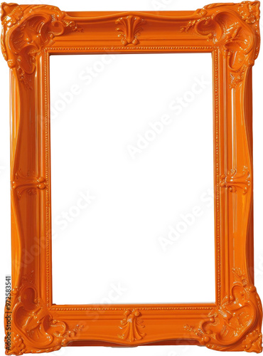  isolated orange image frame empty antique ornaments with transparent background 1