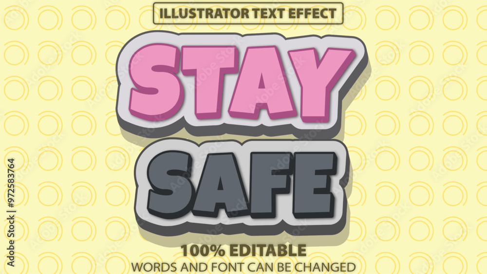 Stay safe pink and black 3D editable cool comic style text effect Stay safe pink and black 3D editable cool comic style text effect
