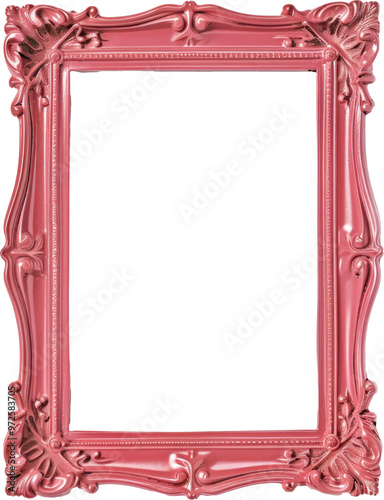 isolated pink image frame empty antique ornaments with transparent background 1