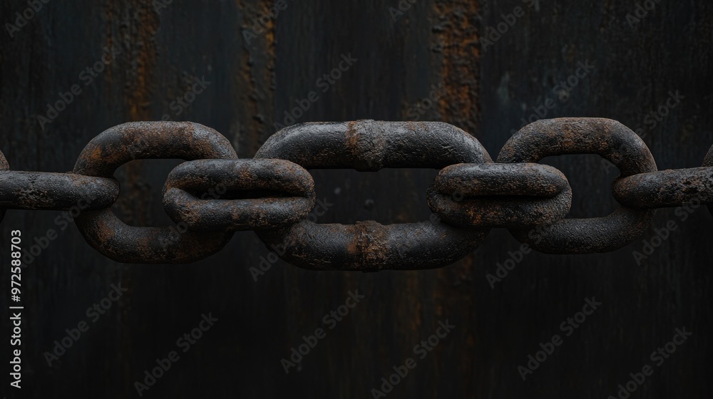 A single chain link with a black, rusty finish, symbolizing strength weathered by the elements and time A single chain link with a black, rusty finish, symbolizing strength weathered by the elements and time