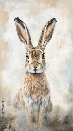 Close-Up of a Curious Hare in Nature