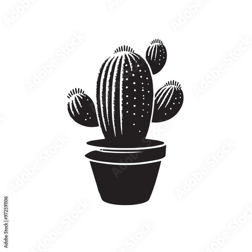 Cactus vector illustration. Desert cactus logo, icon design isolated on white background.