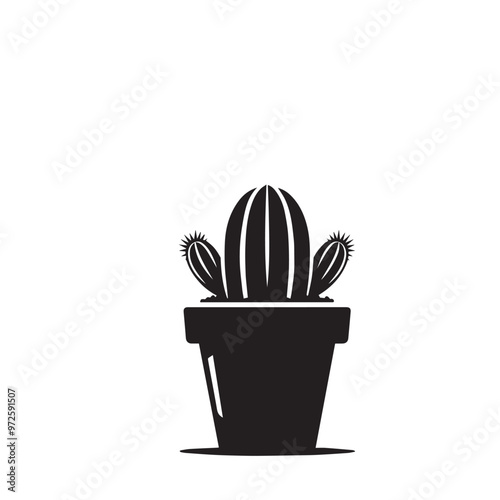 Cactus vector illustration. Desert cactus logo, icon design isolated on white background.