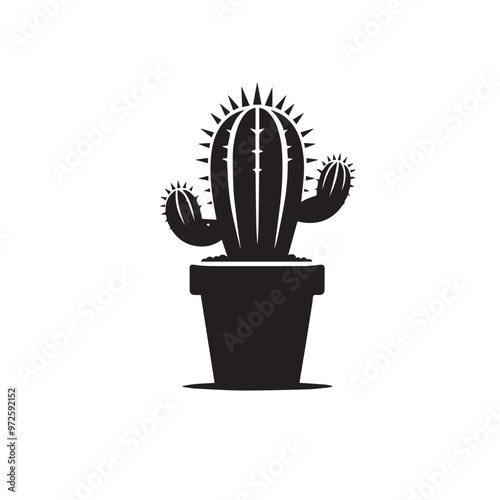 Cactus vector illustration. Desert cactus logo, icon design isolated on white background.