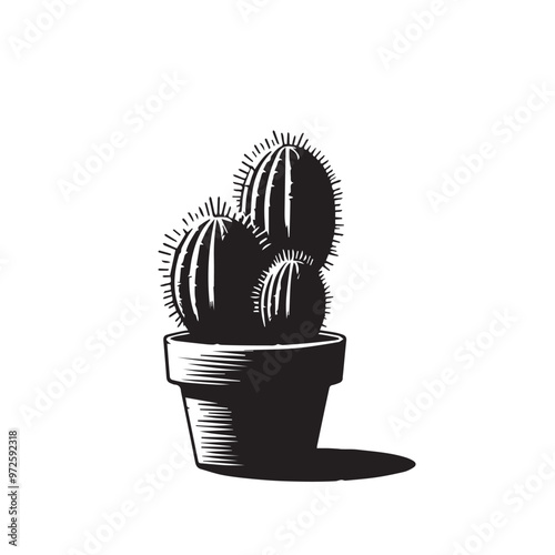 Cactus vector illustration. Desert cactus logo, icon design isolated on white background.