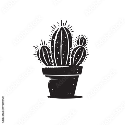 Cactus vector illustration. Desert cactus logo, icon design isolated on white background.