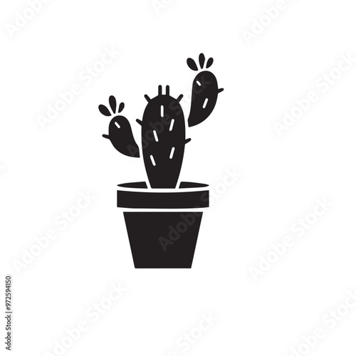 Cactus vector illustration. Desert cactus logo, icon design isolated on white background.