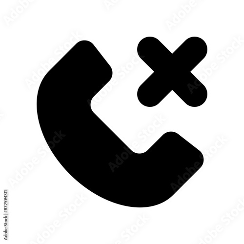 Rejected call icon, phone call block symbol. vector isolated on white background, simple and modern design.