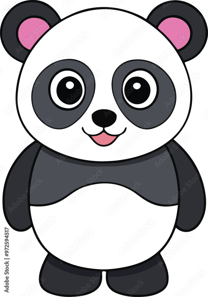 Obraz premium Panda color icon vector style White background.