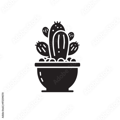 Cactus vector illustration. Desert cactus logo, icon design isolated on white background.