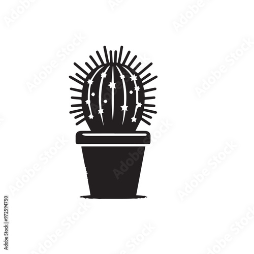 Cactus vector illustration. Desert cactus logo, icon design isolated on white background.