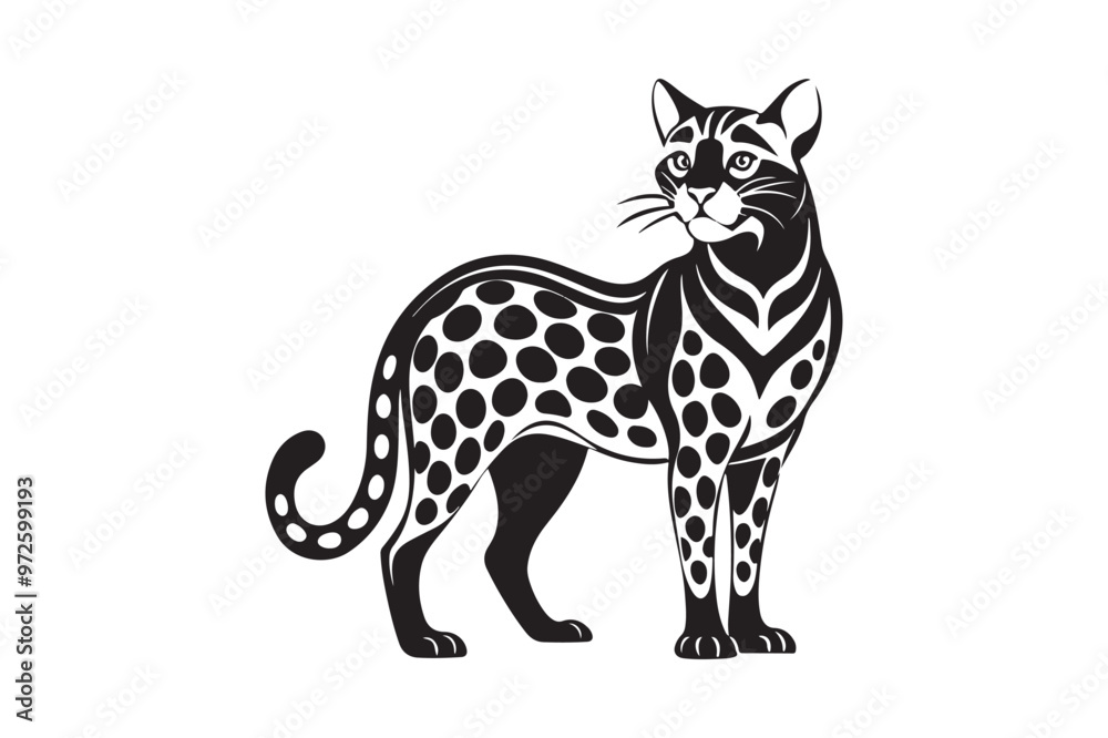 Ocelot  silhouette vector illustration, Ocelot  silhouette vector, Ocelot  silhouette PNG , Ocelot  silhouette