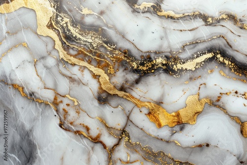 Luxurious Gold Veined White Marble Texture