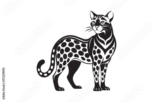 Ocelot  silhouette vector illustration, Ocelot  silhouette vector, Ocelot  silhouette PNG , Ocelot  silhouette
