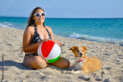 Toddler girl relaxing at beach