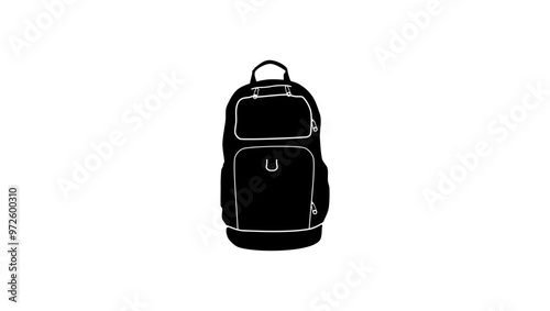 Backpack emblem, Black Isolated Silhouette