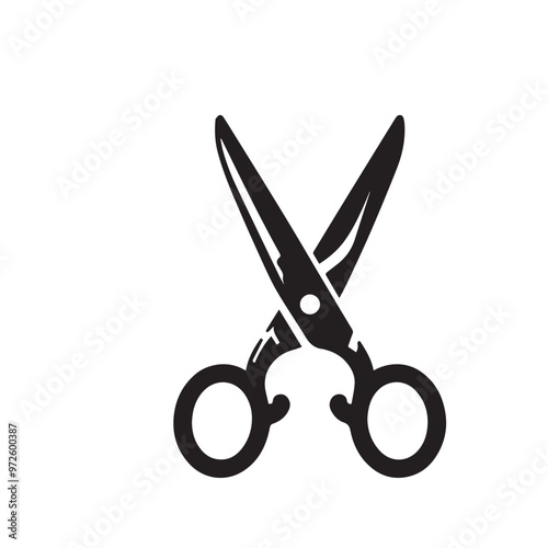 Scissor vector black silhouette. Simple scissor vector design. Scissor logo, icon.