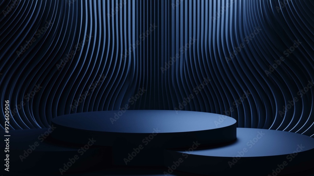 Navy premium scene background. Product presentation, mock up, show product, Creative podium, stage pedestal or platform Navy premium scene background. Product presentation, mock up, show product, Creative podium, stage pedestal or platform