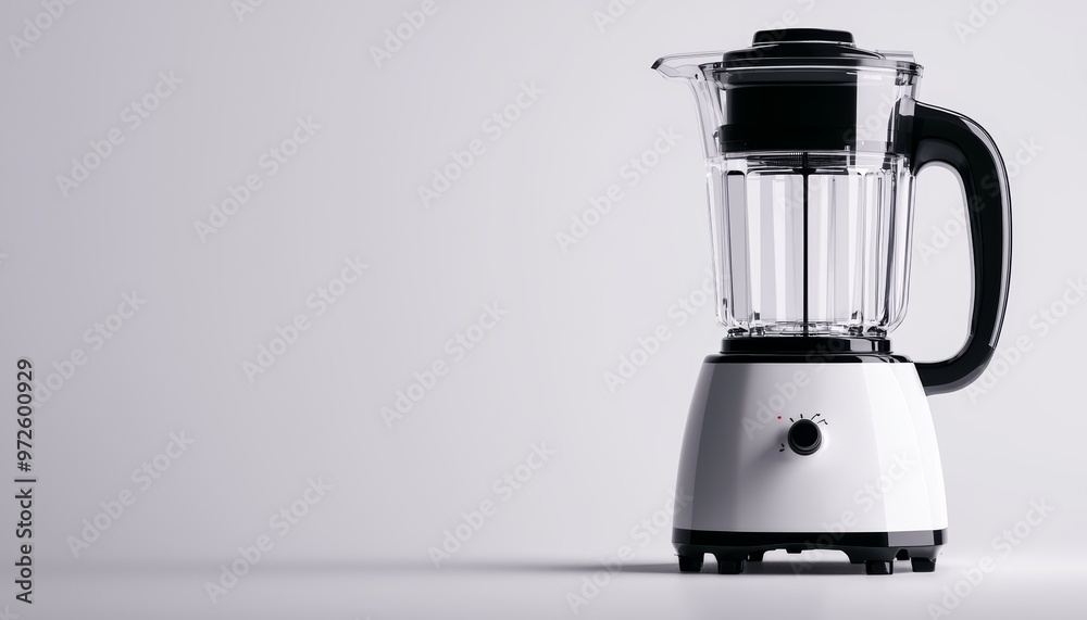Electric blender with control knob, ergonomic design, white background focus, 3D illustration Electric blender with control knob, ergonomic design, white background focus, 3D illustration