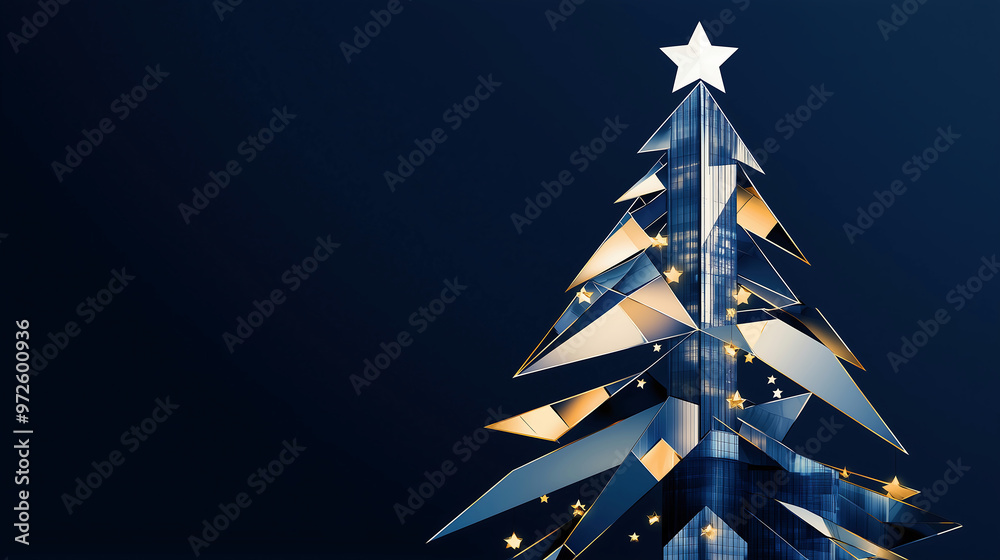 Modern Christmas Tree with Starry Night Design