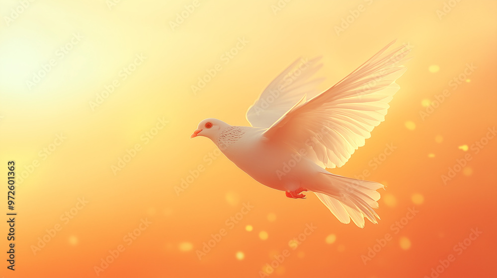 Fototapeta premium Calm Dove of Peace Surrounded by Bokeh