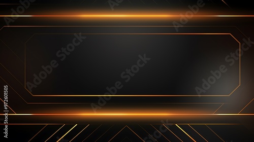 Abstract dark background with glowing geometric lines and borders.