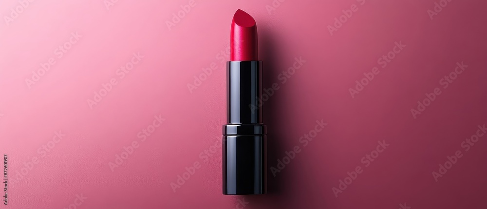 Red Lipstick on Pink Background Red Lipstick on Pink Background