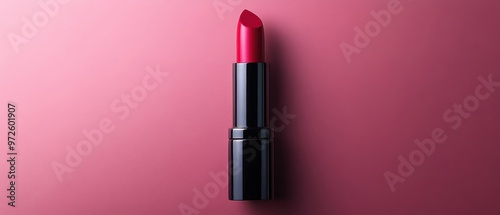 Red Lipstick on Pink Background