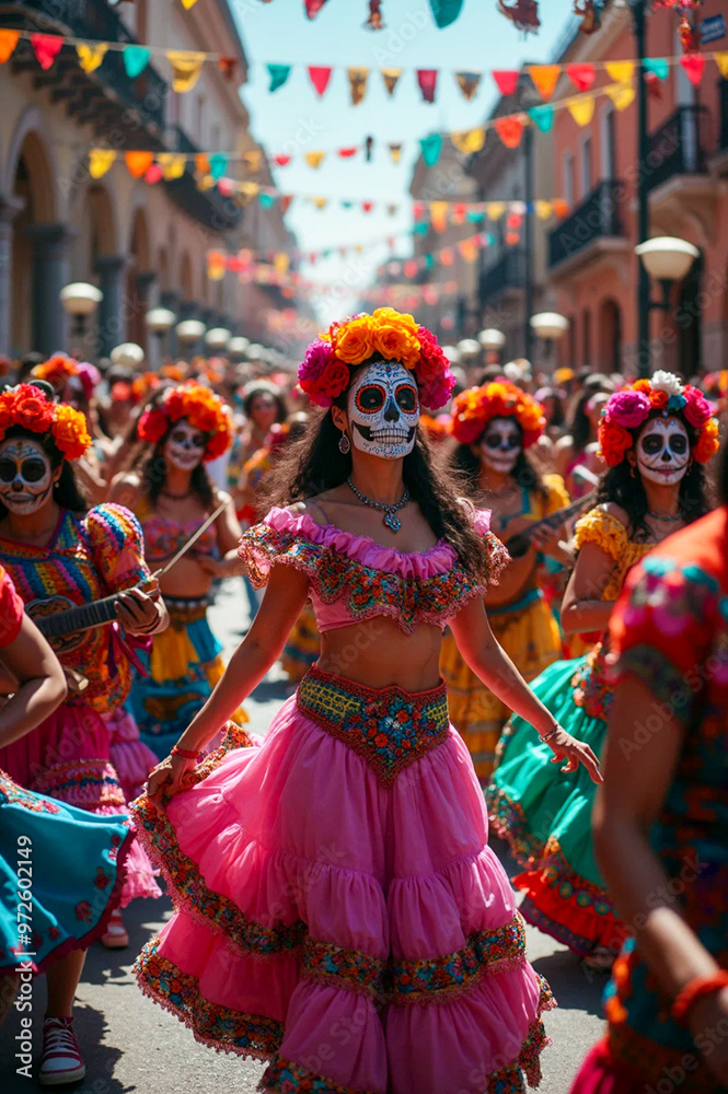 Dia de los muertos - Day of the dead - Colorful Parade - AI generated Dia de los muertos - Day of the dead - Colorful Parade - AI generated
