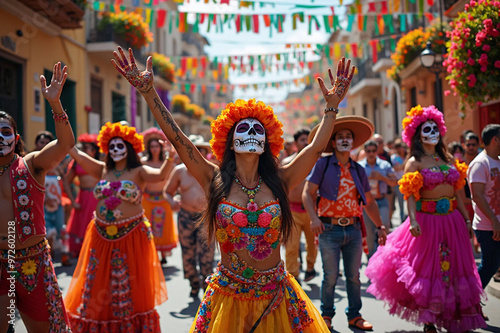 Dia de los muertos - Day of the dead - Colorful Parade - AI generated 