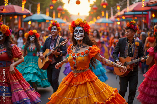 Dia de los muertos - Day of the dead - Colorful Parade - AI generated 