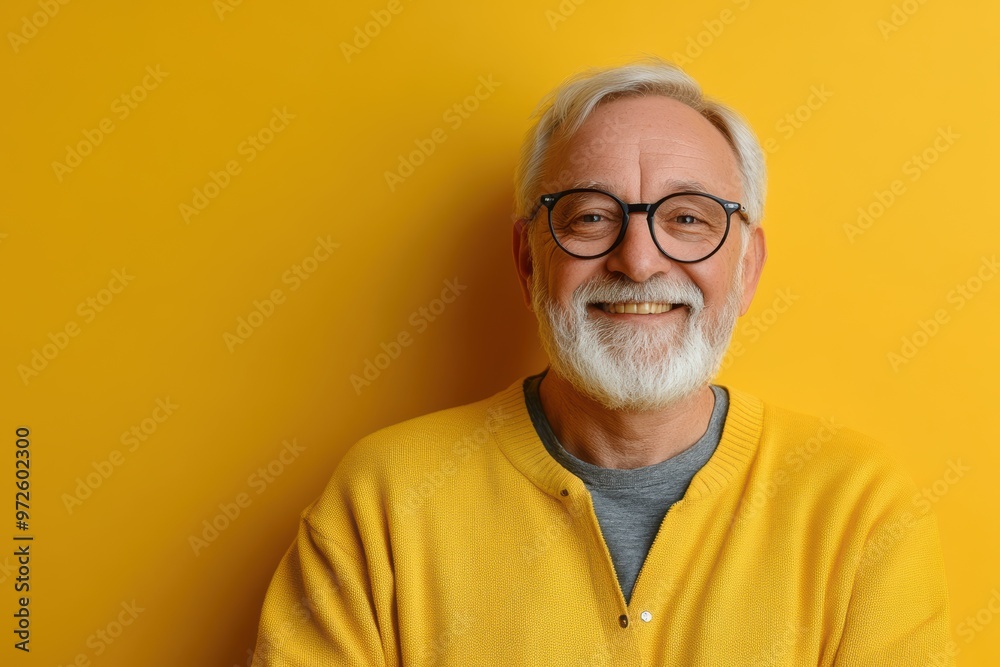Smiling Senior Man With White Beard And Glasses, Generative AI. Smiling Senior Man With White Beard And Glasses, Generative AI.
