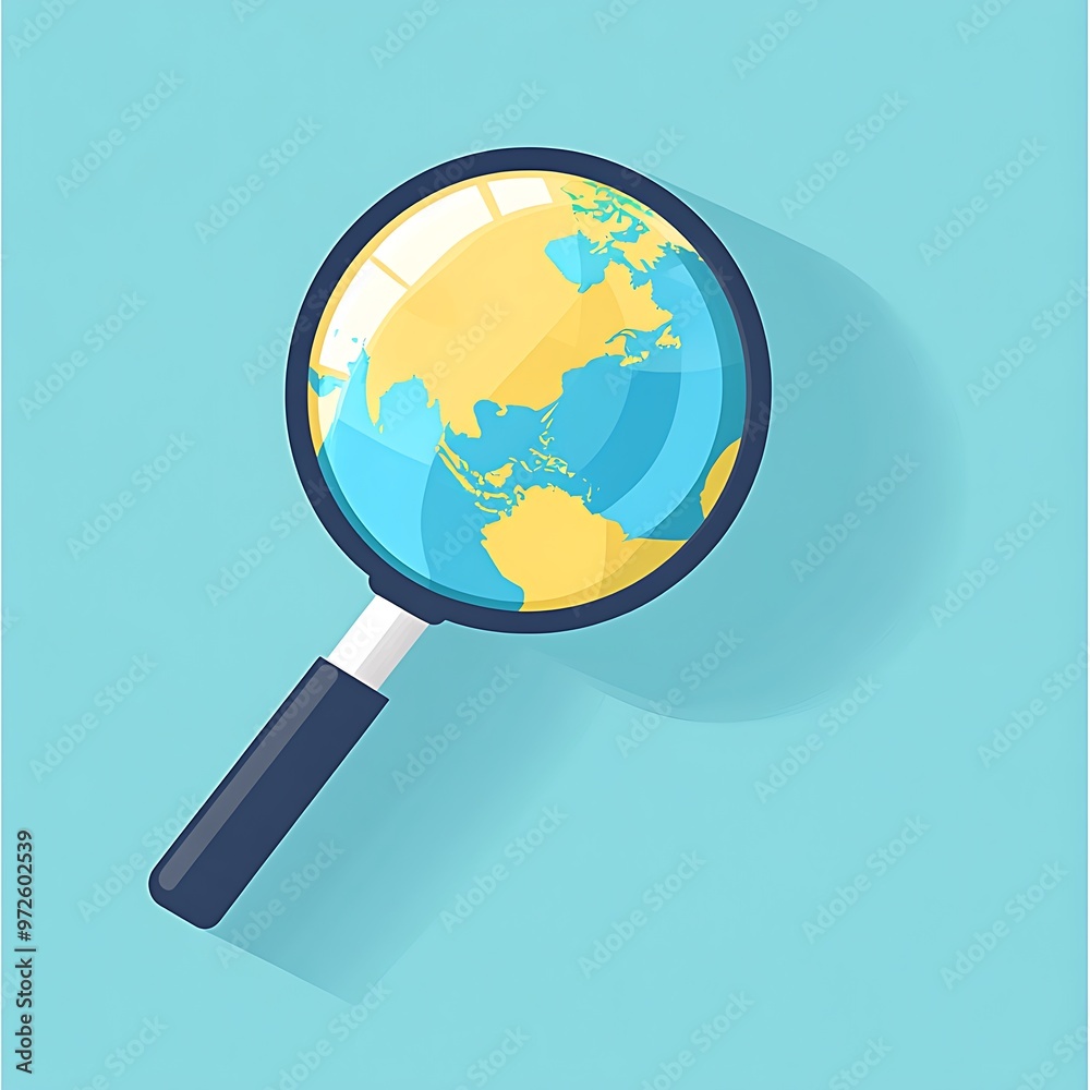 Magnifying Glass Enlarging a Flat Earth Globe Magnifying Glass Enlarging a Flat Earth Globe