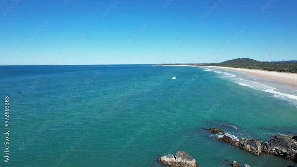 Turquoise Seascape Of Cabarita Beach In New South Wales, Australia - Aerial Shot Turquoise Seascape Of Cabarita Beach In New South Wales, Australia - Aerial Shot