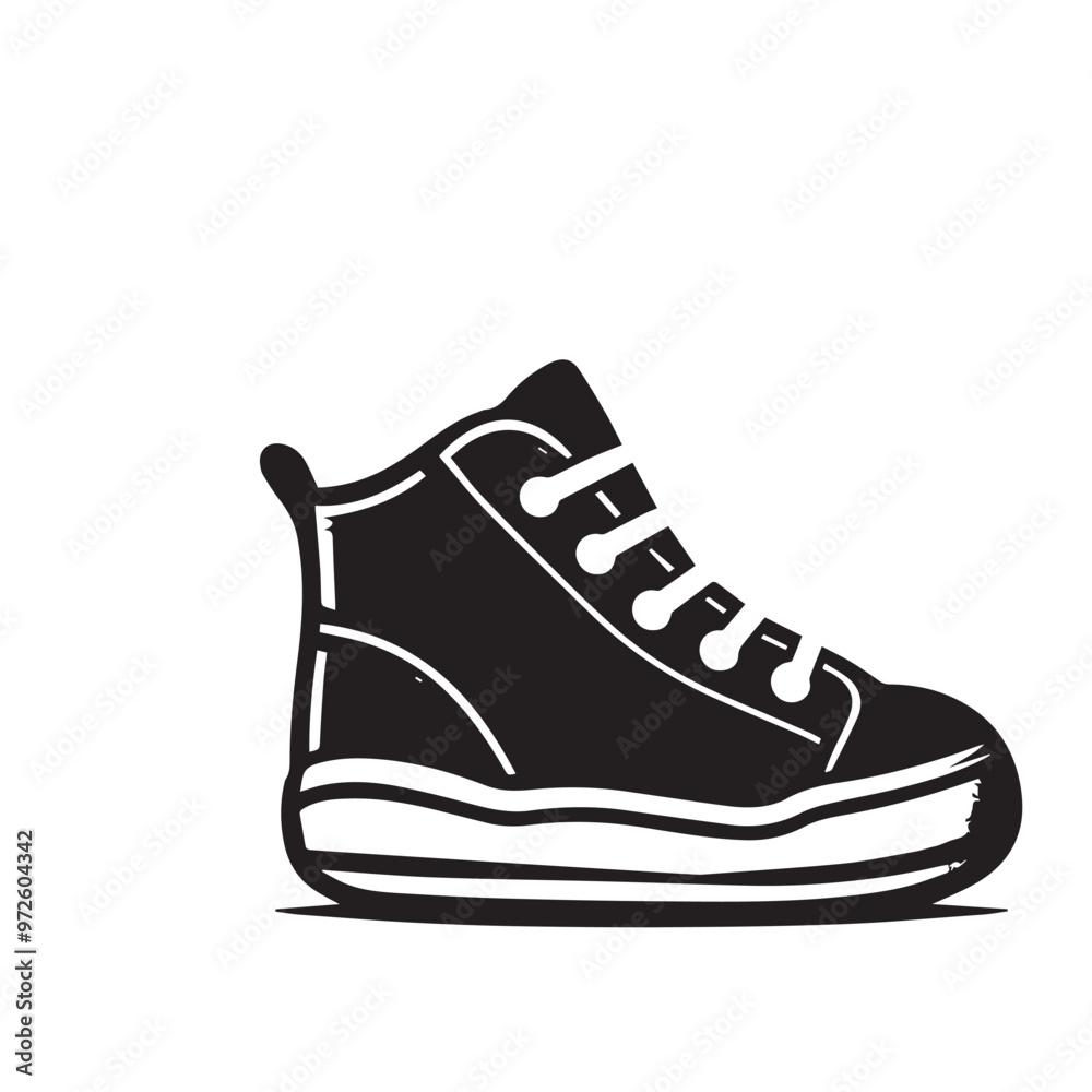 Baby shoes silhouette. kid shoes vector silhouette. Baby shoes illustration black on white background. Baby shoes silhouette. kid shoes vector silhouette. Baby shoes illustration black on white background.