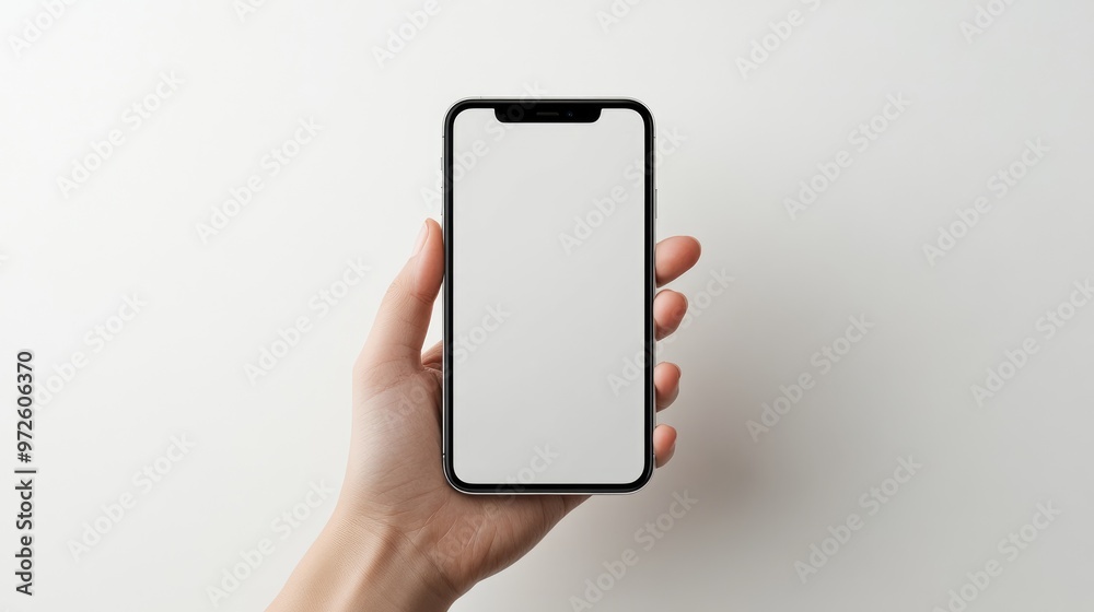 Holding a Smartphone with a Blank Screen, Minimalist Mockup for Design Presentation Holding a Smartphone with a Blank Screen, Minimalist Mockup for Design Presentation