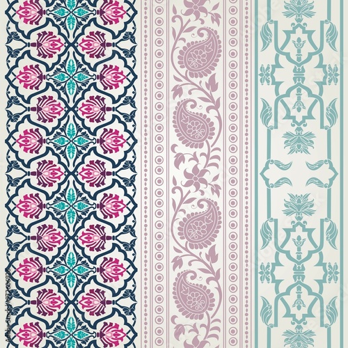 wedding card design, traditional paisley floral pattern , royal India	