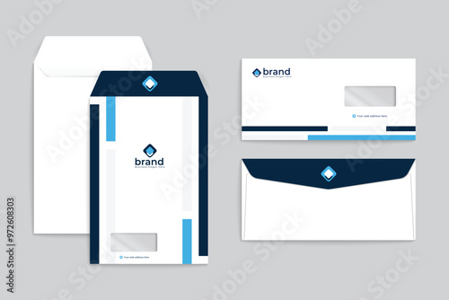 Modern envelope design black and blue color