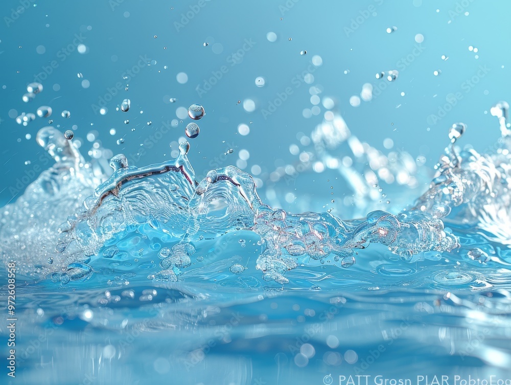 aqua color photo full of bouncy water droplets