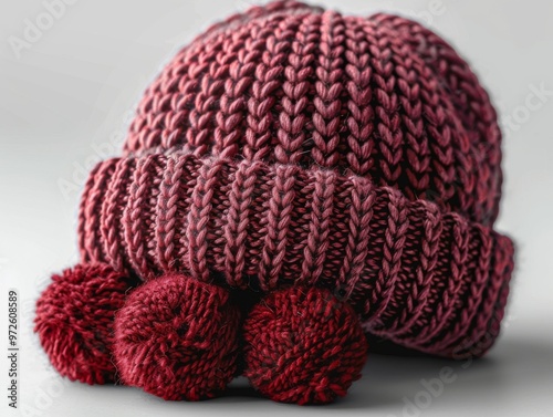 knitted woven cuffed wool ribbed beanie hat photo