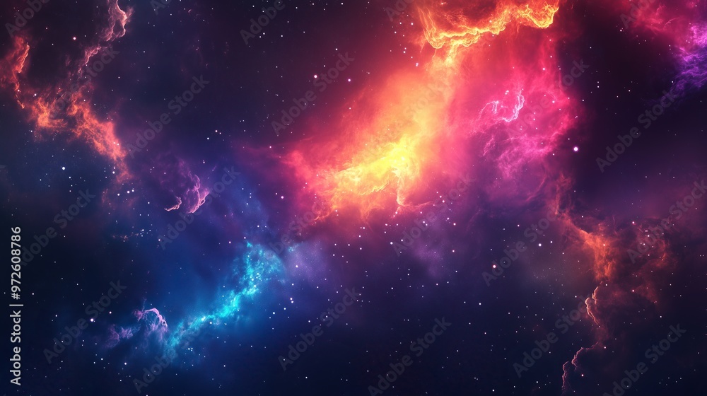 Fototapeta premium Colorful space galaxy cloud nebula. Stary night cosmos.