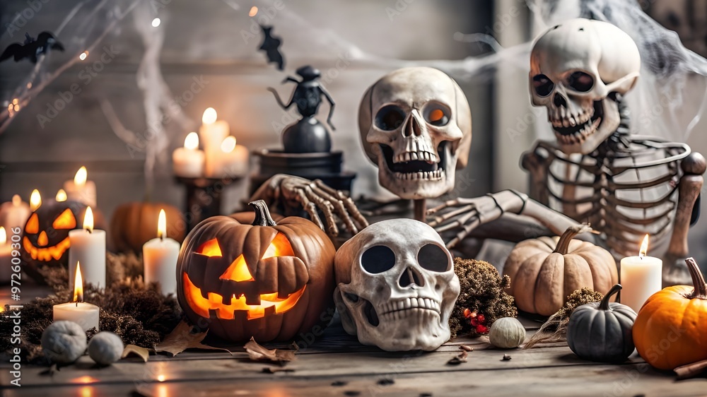 halloween pumpkin and skull halloween pumpkin and skull
