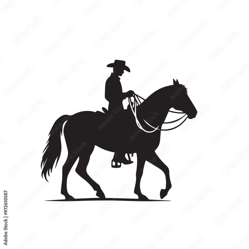 Cowboy vector design. Cowboy logo, icon. Cowboy with horse illustration black and white. Cowboy vector design. Cowboy logo, icon. Cowboy with horse illustration black and white.
